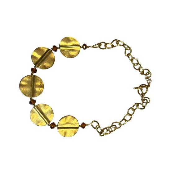 Goldtone Disk Choker Necklace Round Layered Boho Jewelry Vintage Style - Picture 6 of 7